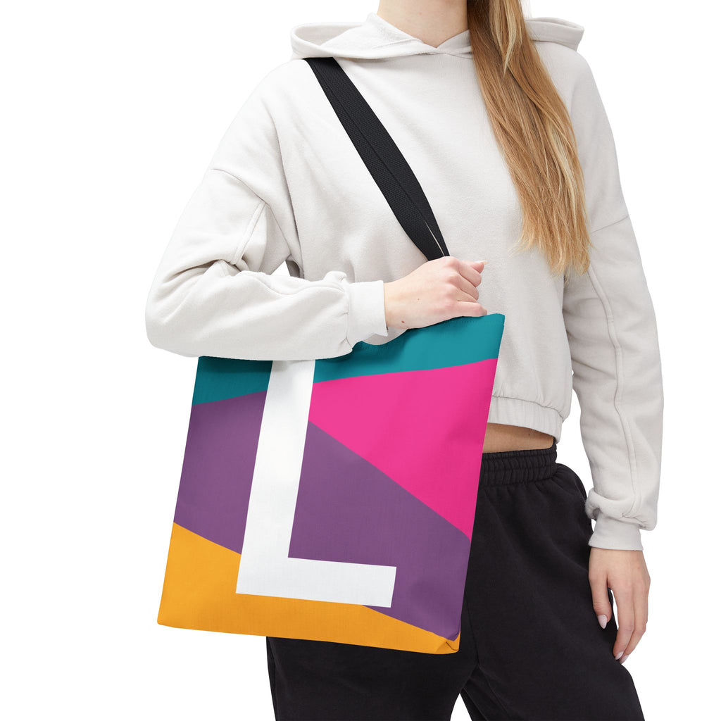 Monogram 'L' Colorblock Tote Bag — Personalized Initial L Shoulder Tote