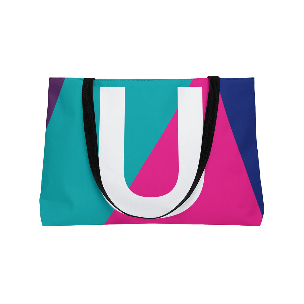 Personalized 'U' Colorblock Tote Bag — Monogram Weekender Tote