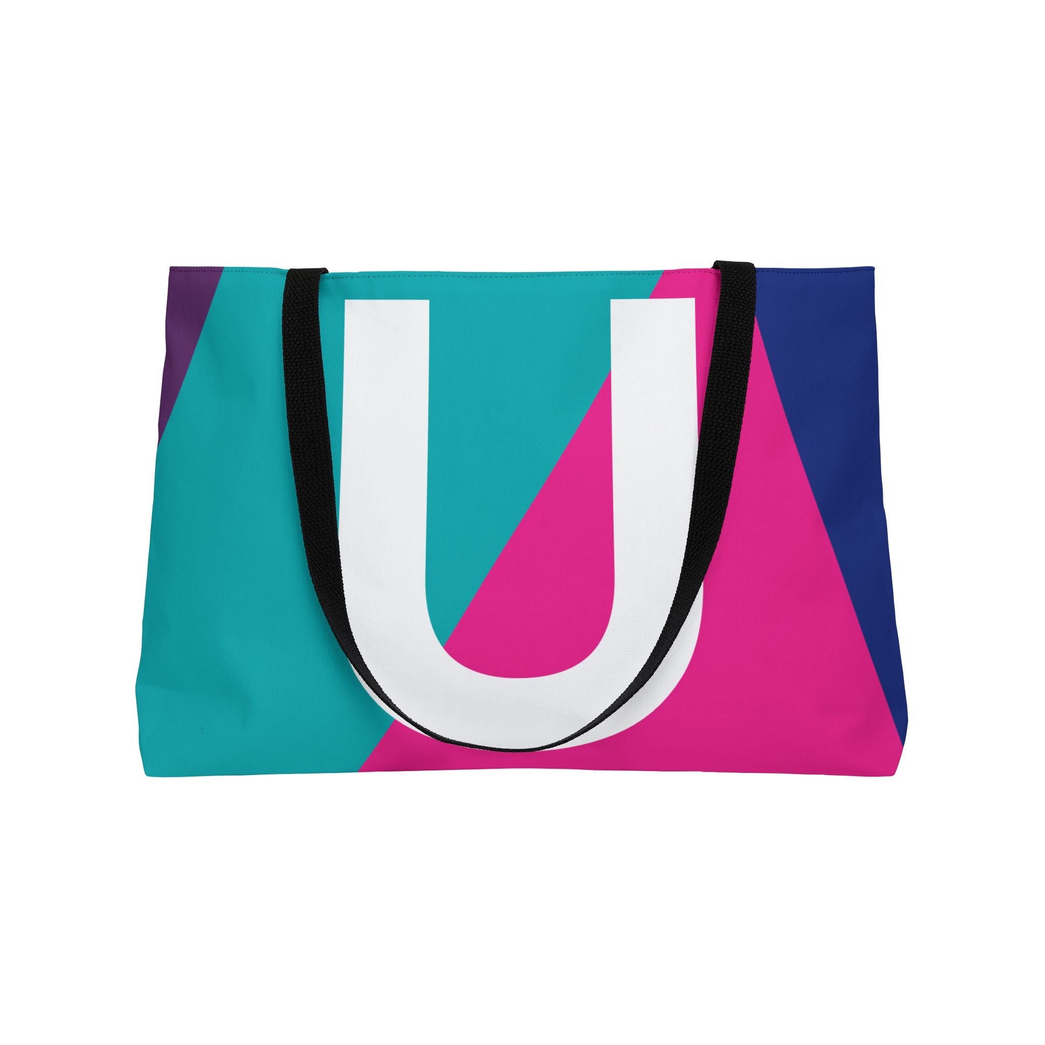 Personalized 'U' Colorblock Tote Bag — Monogram Weekender Tote