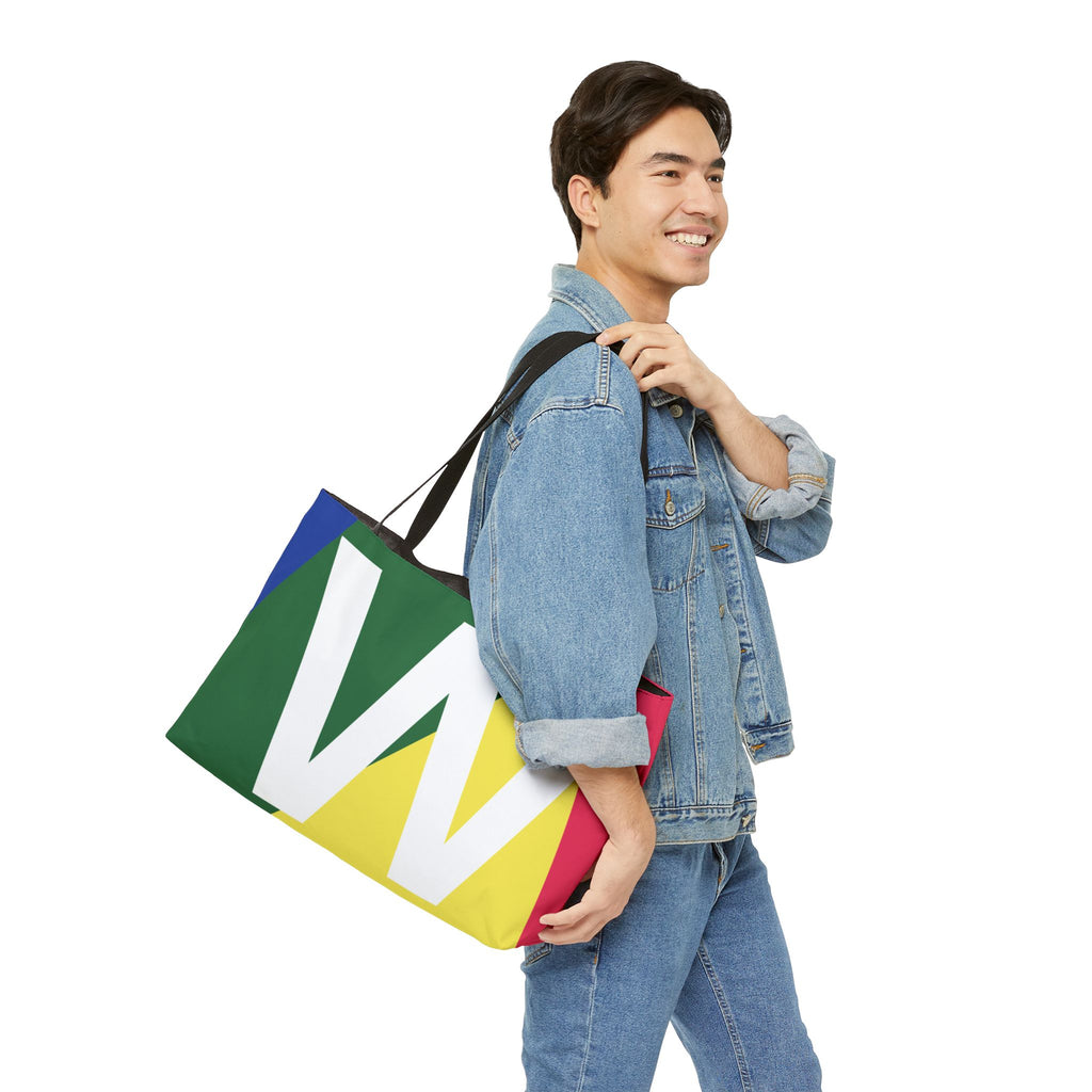 Personalized 'W' Colorblock Tote Bag — Monogram Weekender Tote