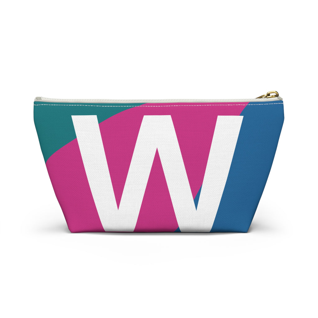 Initials Colorblock Accessory Pouch — Monogram W T-Bottom Cosmetic Bag