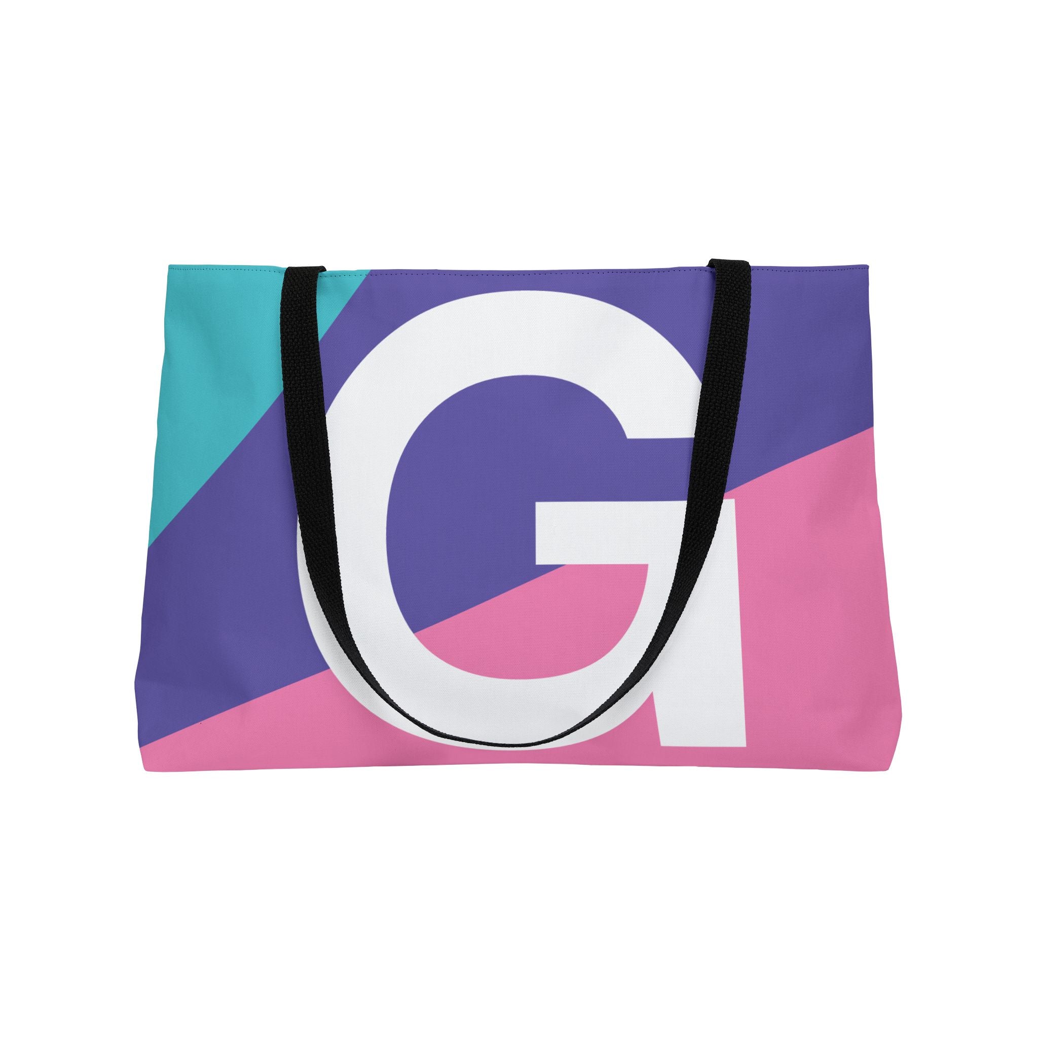 Personalized 'G' Colorblock Tote Bag — Monogram Weekender Tote