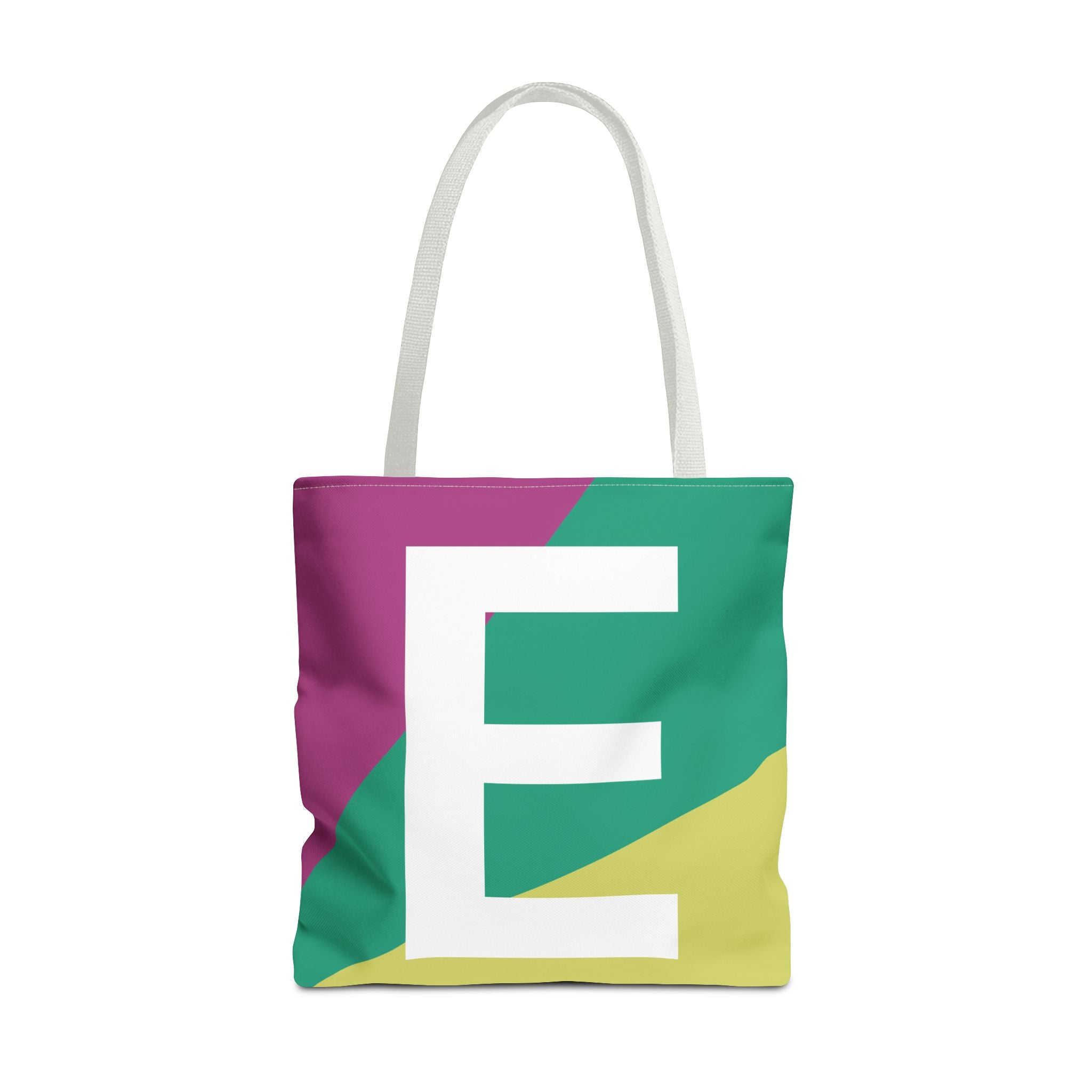 Monogram 'E' Colorblock Tote Bag — Personalized Initial E Shoulder Tote