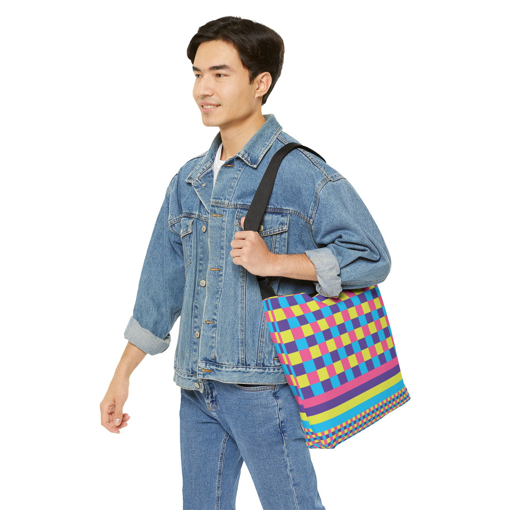 Colorblock Geometric Tote Bag