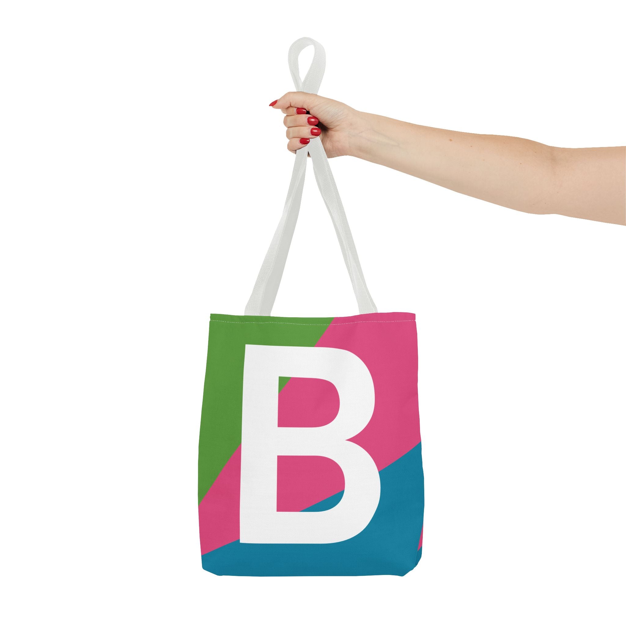 Monogram 'B' Colorblock Tote Bag — Personalized Initial B Shoulder Tote