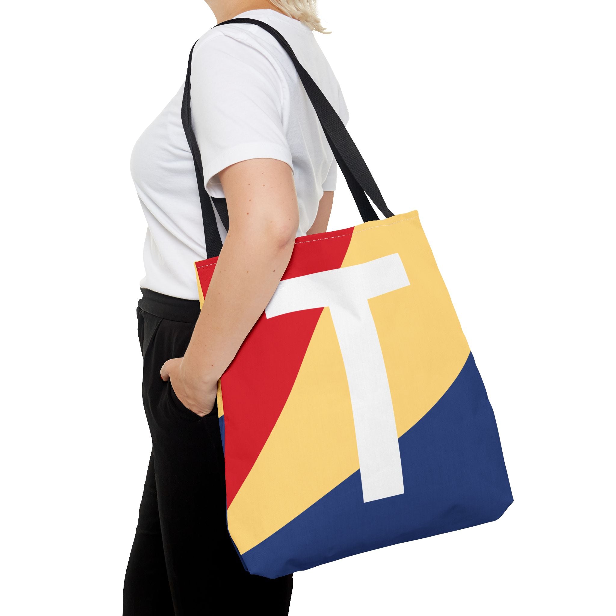 Monogram 'T' Colorblock Tote Bag — Personalized Initial T Shoulder Tote