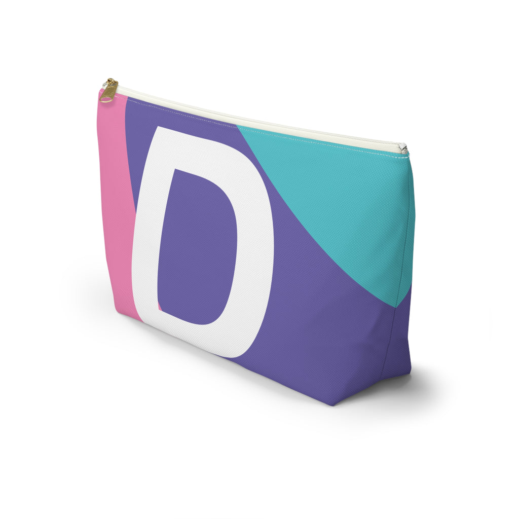 Initials Colorblock Accessory Pouch — Monogram D T-Bottom Cosmetic Bag