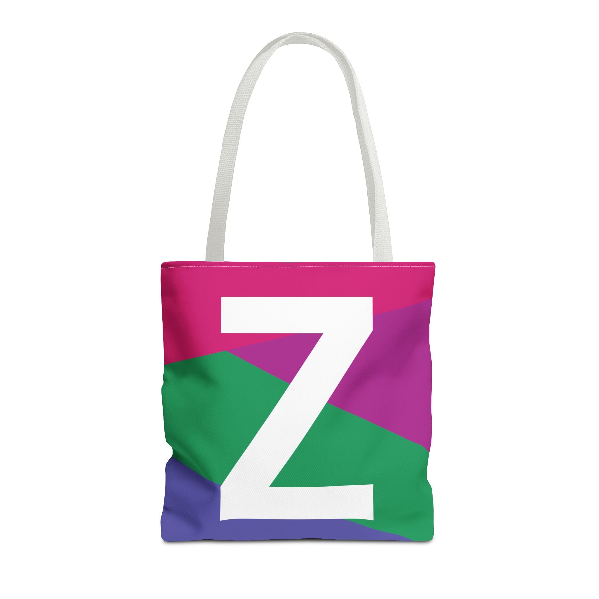 Monogram 'Z' Colorblock Tote Bag — Personalized Initial Z Shoulder Tote