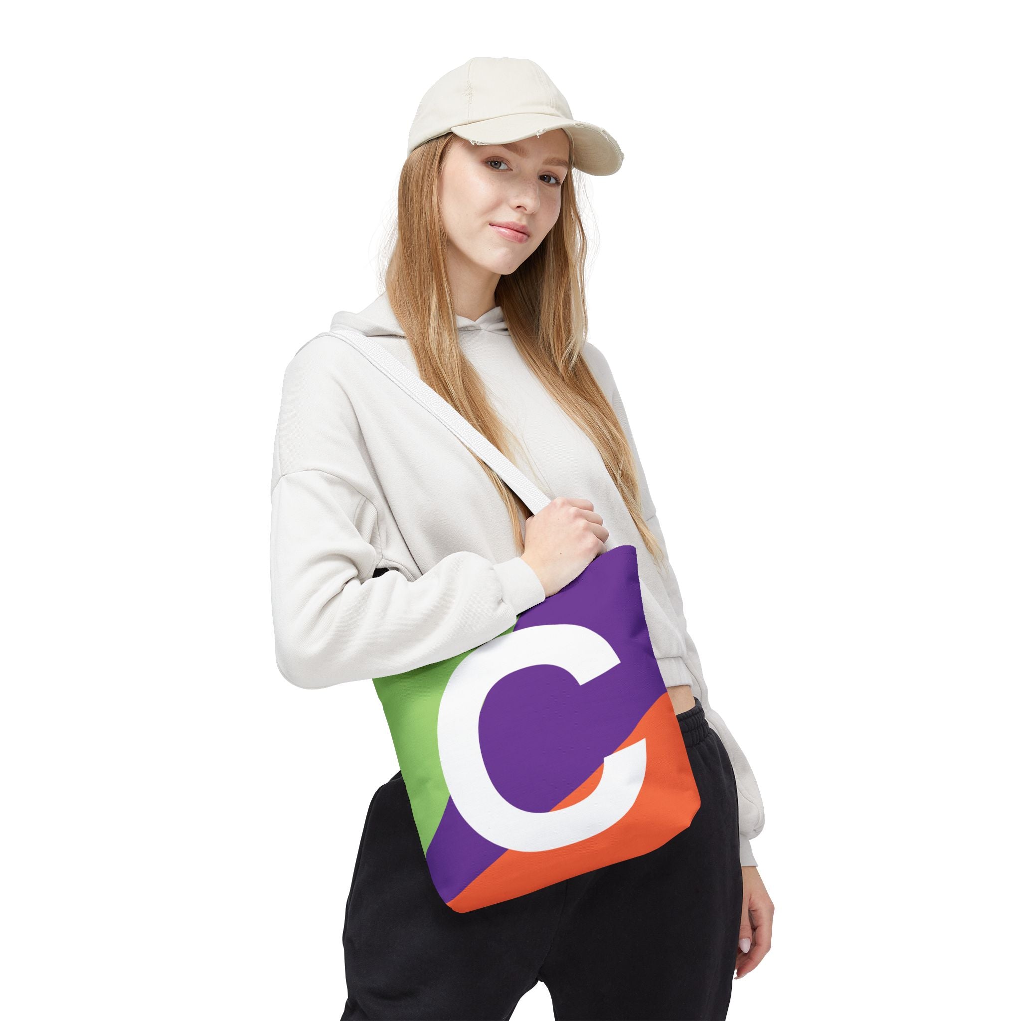 Monogram 'C' Colorblock Tote Bag — Personalized Initial C Shoulder Tote