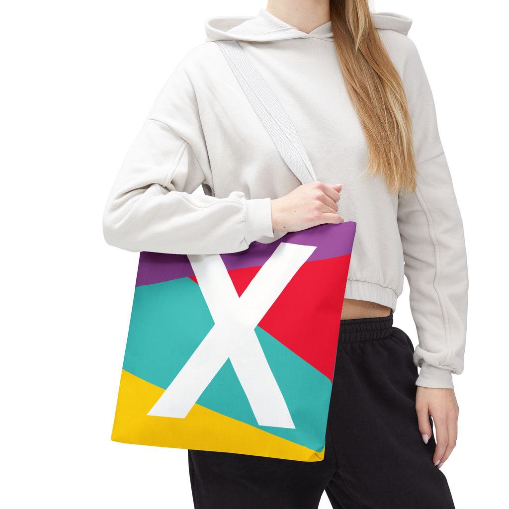 Monogram 'X' Colorblock Tote Bag — Personalized Initial X Shoulder Tote