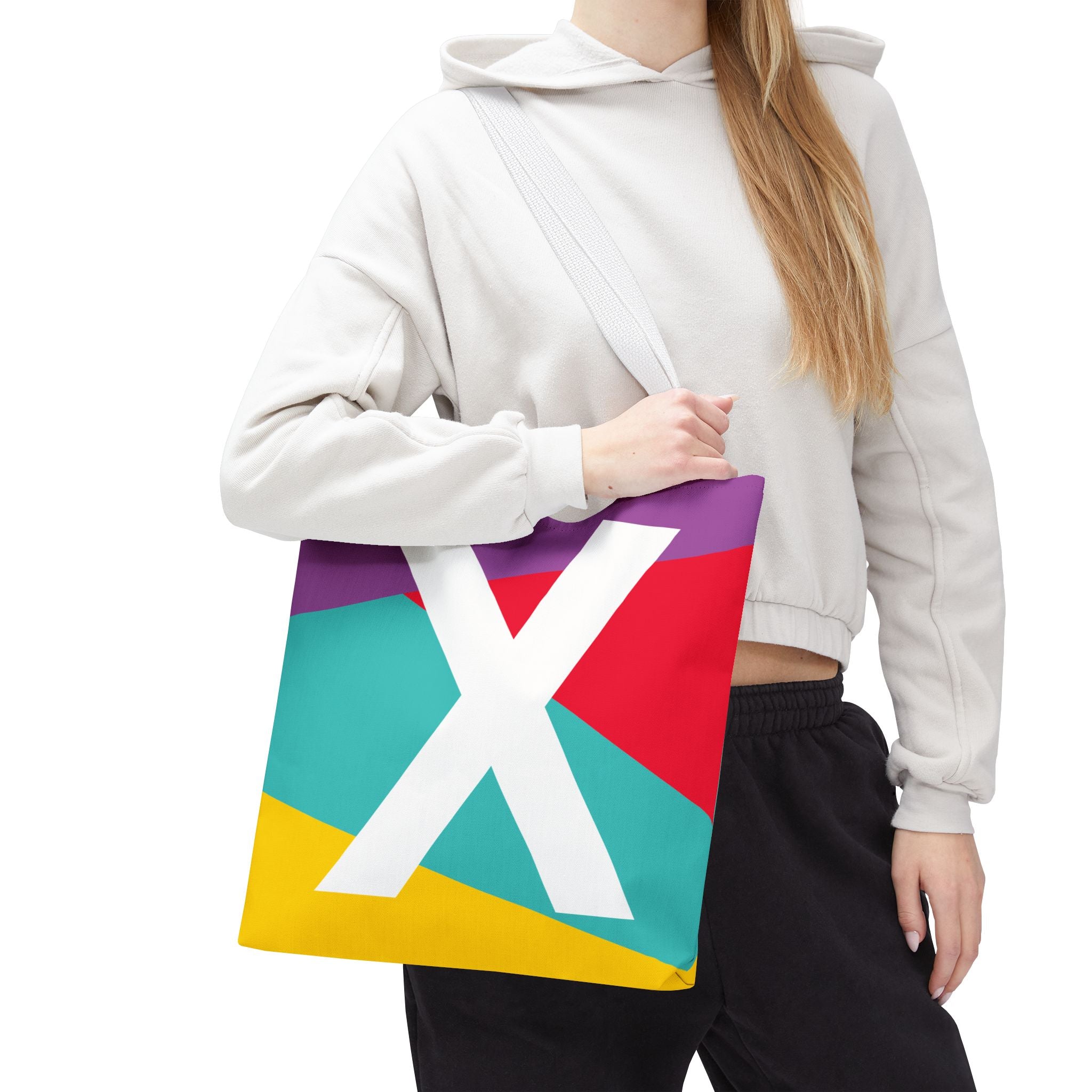 Monogram 'X' Colorblock Tote Bag — Personalized Initial X Shoulder Tote