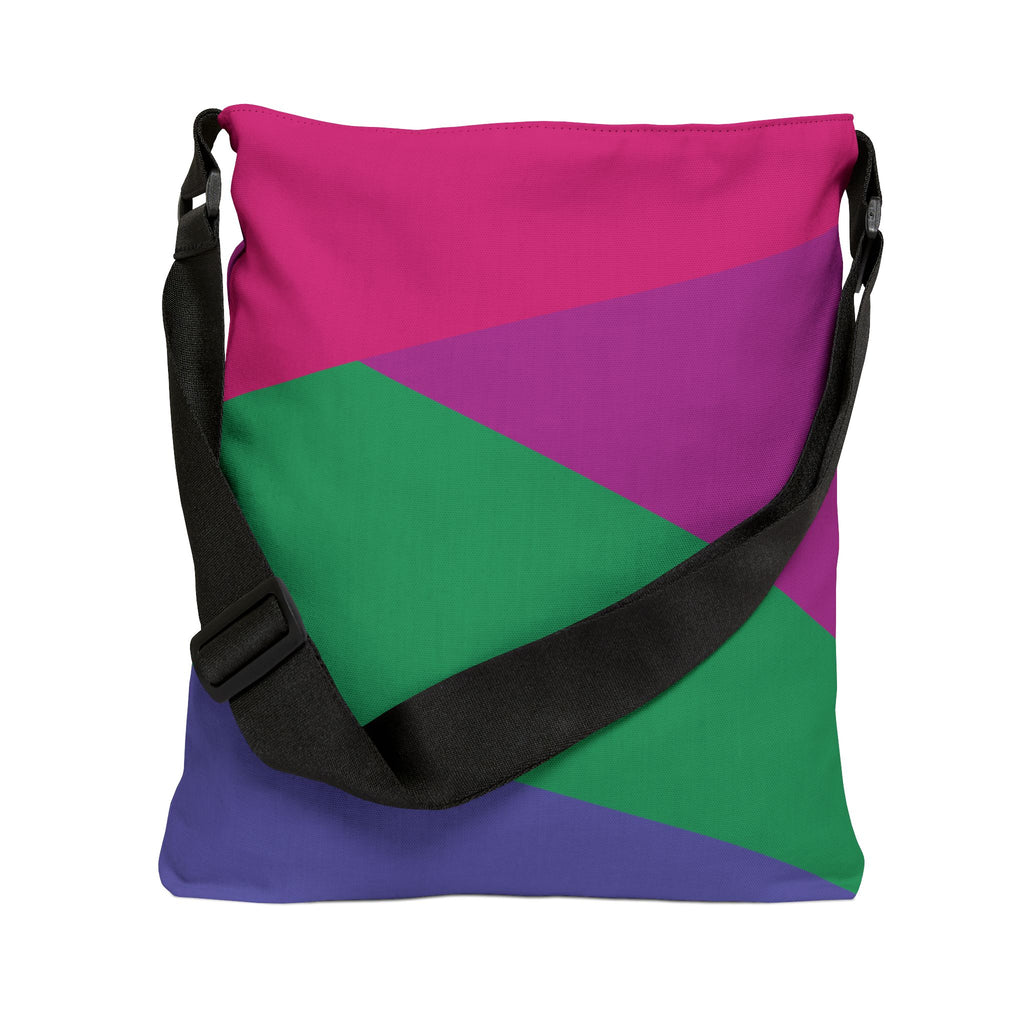 Colorblock Geometric Tote Bag — Adjustable Strap, Bright Abstract Pattern