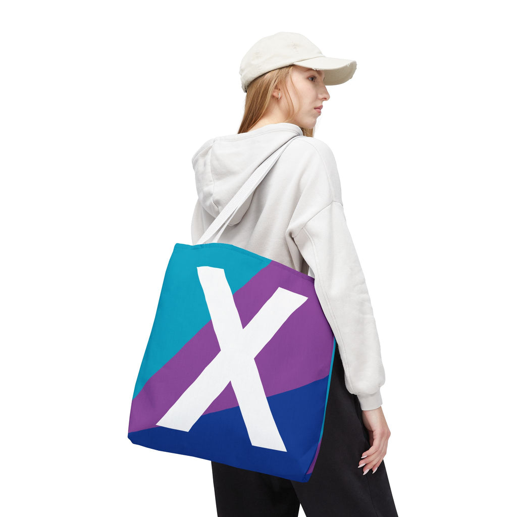 Monogram 'X' Colorblock Tote Bag — Personalized Initial X Shoulder Tote