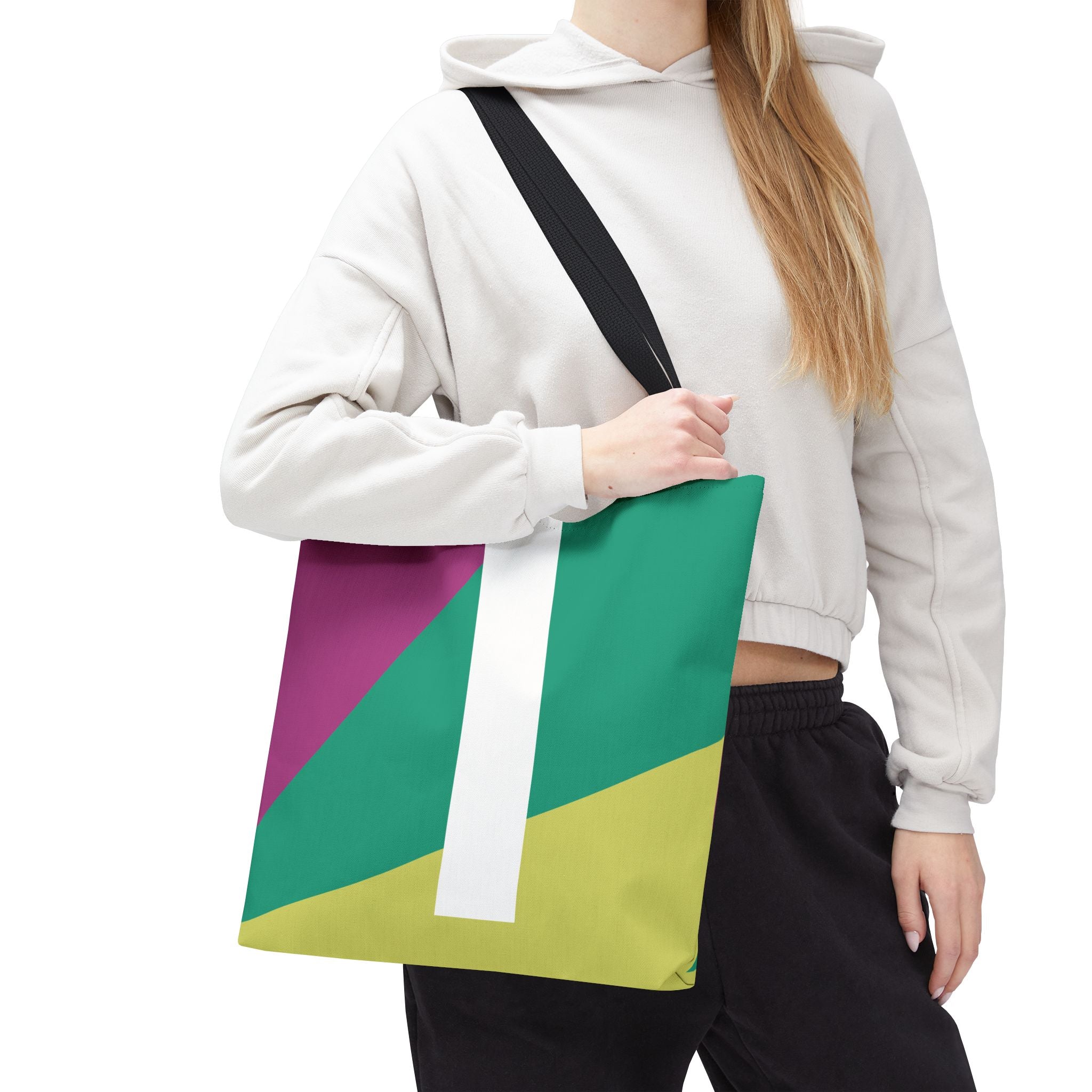 Monogram 'I' Colorblock Tote Bag — Personalized Initial I Shoulder Tote