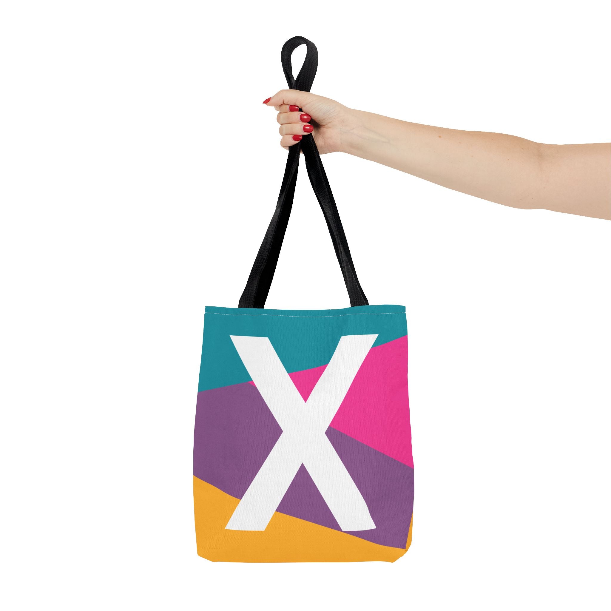 Monogram 'X' Colorblock Tote Bag — Personalized Initial X Shoulder Tote