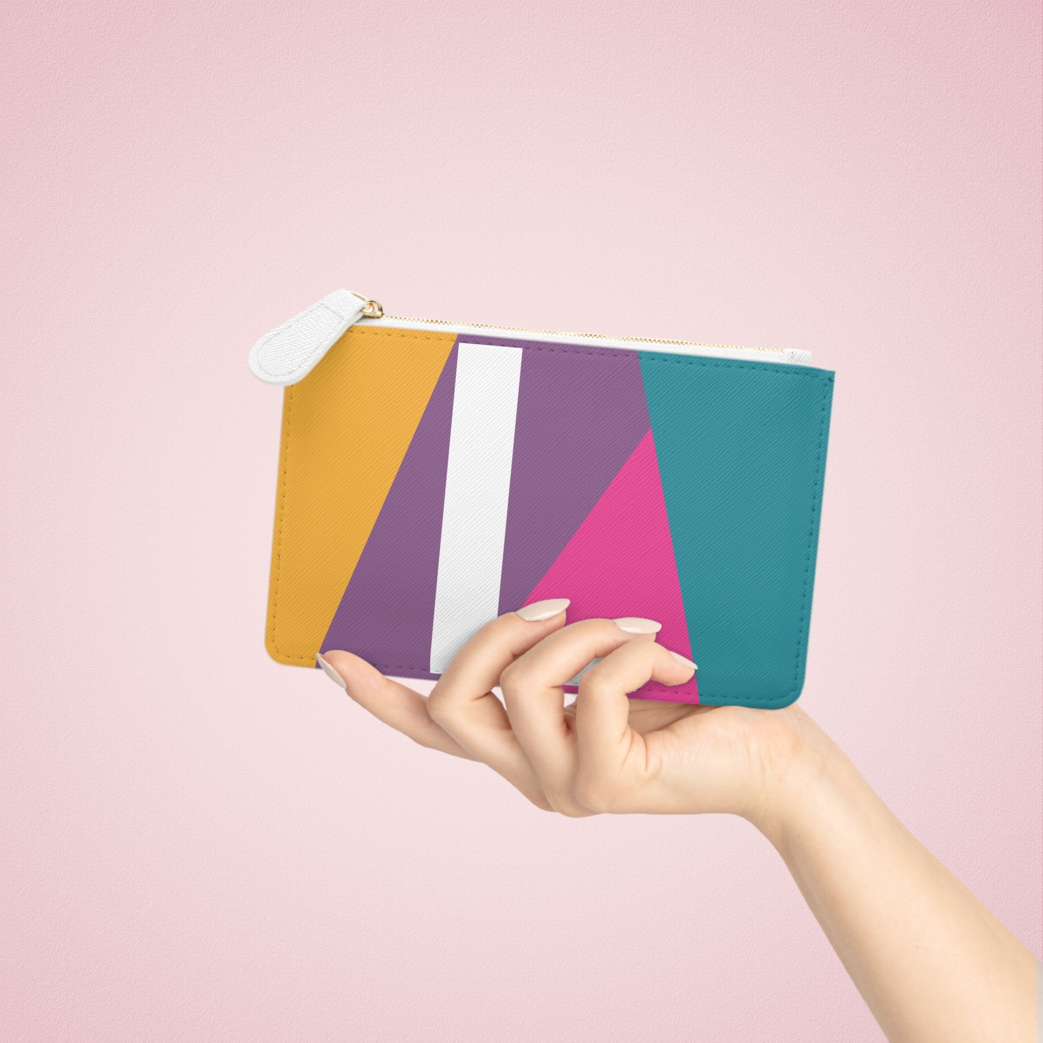 Initial L Mini Clutch — Colorblock Monogram Wristlet Wallet