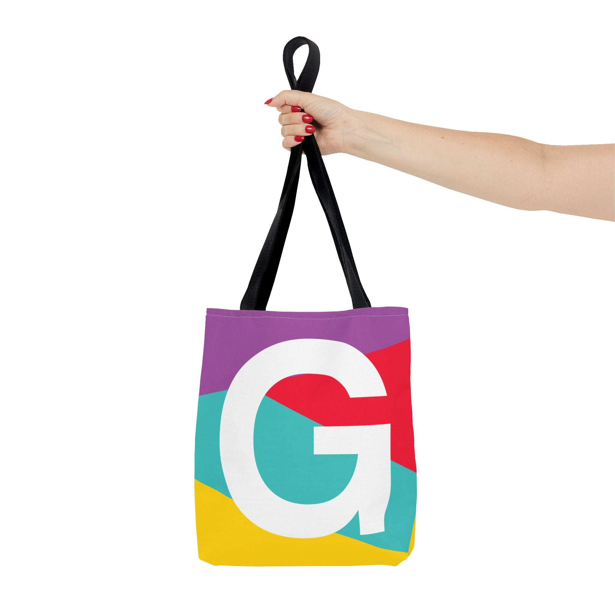 Monogram 'G' Colorblock Tote Bag — Personalized Initial G Shoulder Tote