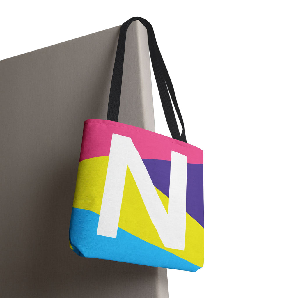 Monogram 'N' Colorblock Tote Bag — Personalized Initial N Shoulder Tote