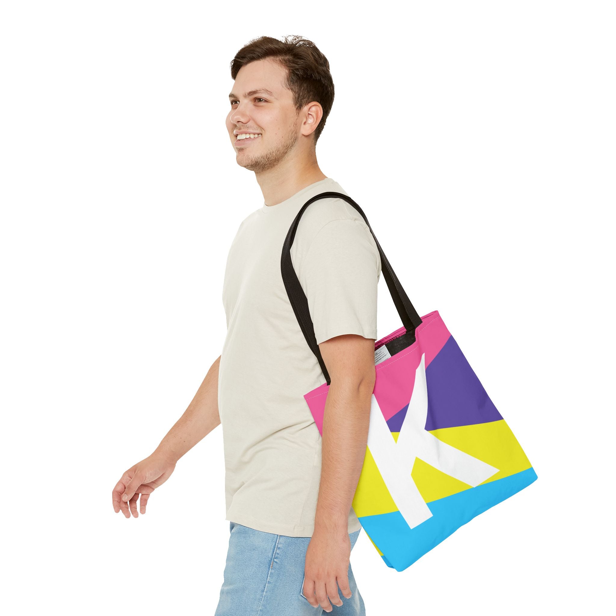 Monogram 'K' Colorblock Tote Bag — Personalized Initial K Shoulder Tote