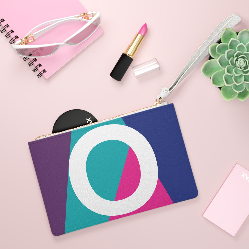 Monogram 'O' Colorblock Clutch Bag — Bold Geometric Wristlet for Everyday & Gifts