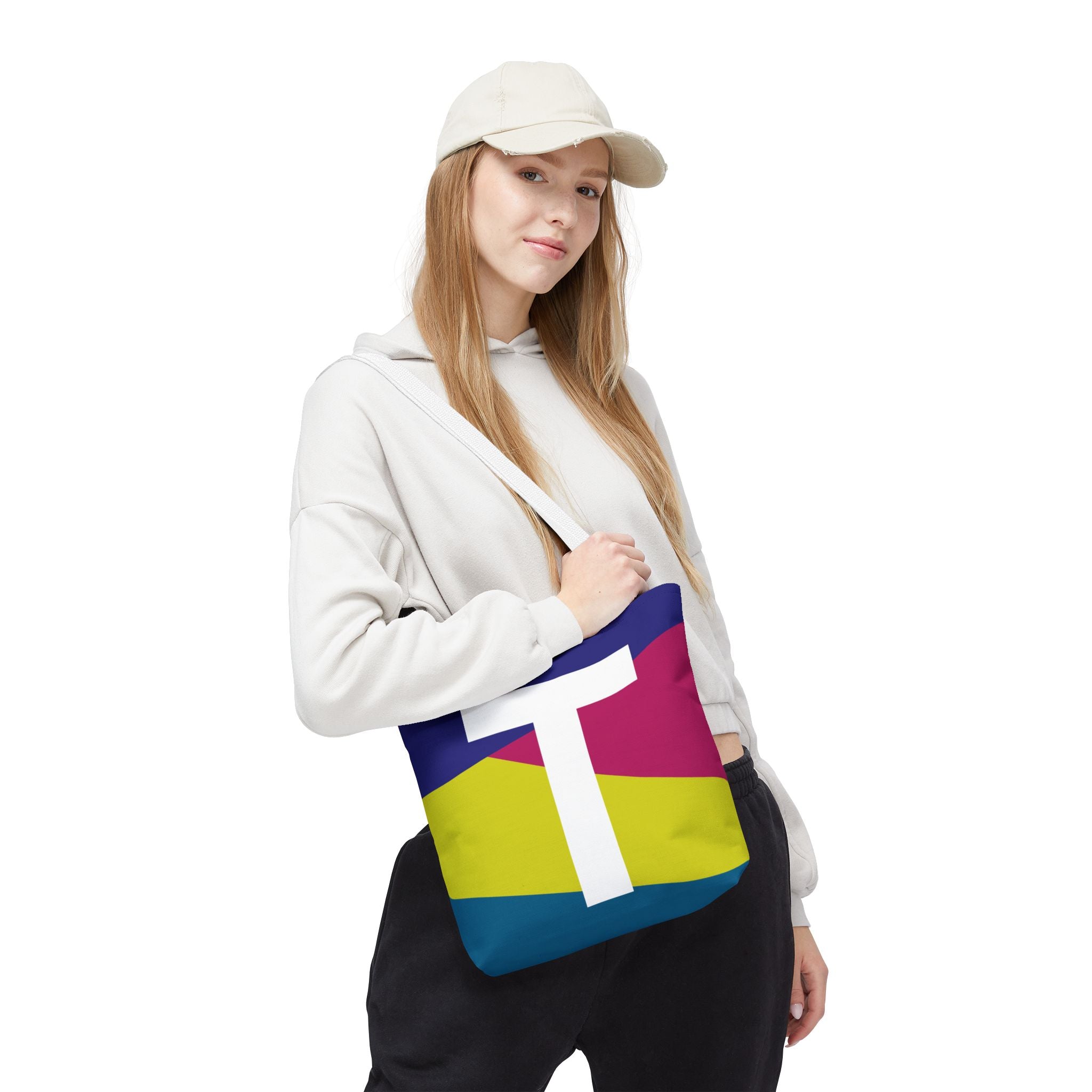 Monogram 'T' Colorblock Tote Bag — Personalized Initial T Shoulder Tote