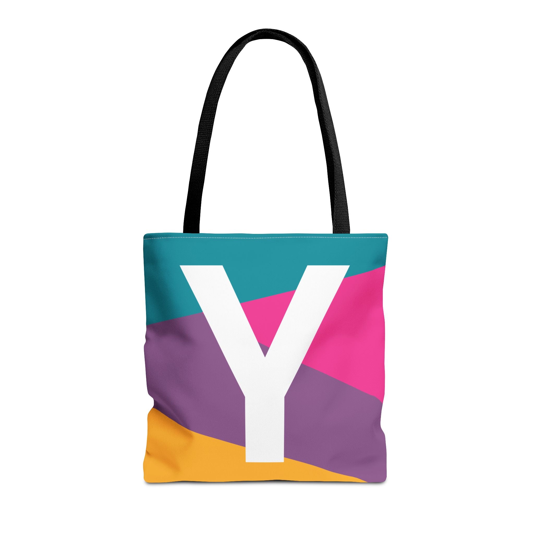 Monogram 'Y' Colorblock Tote Bag — Personalized Initial Y Shoulder Tote