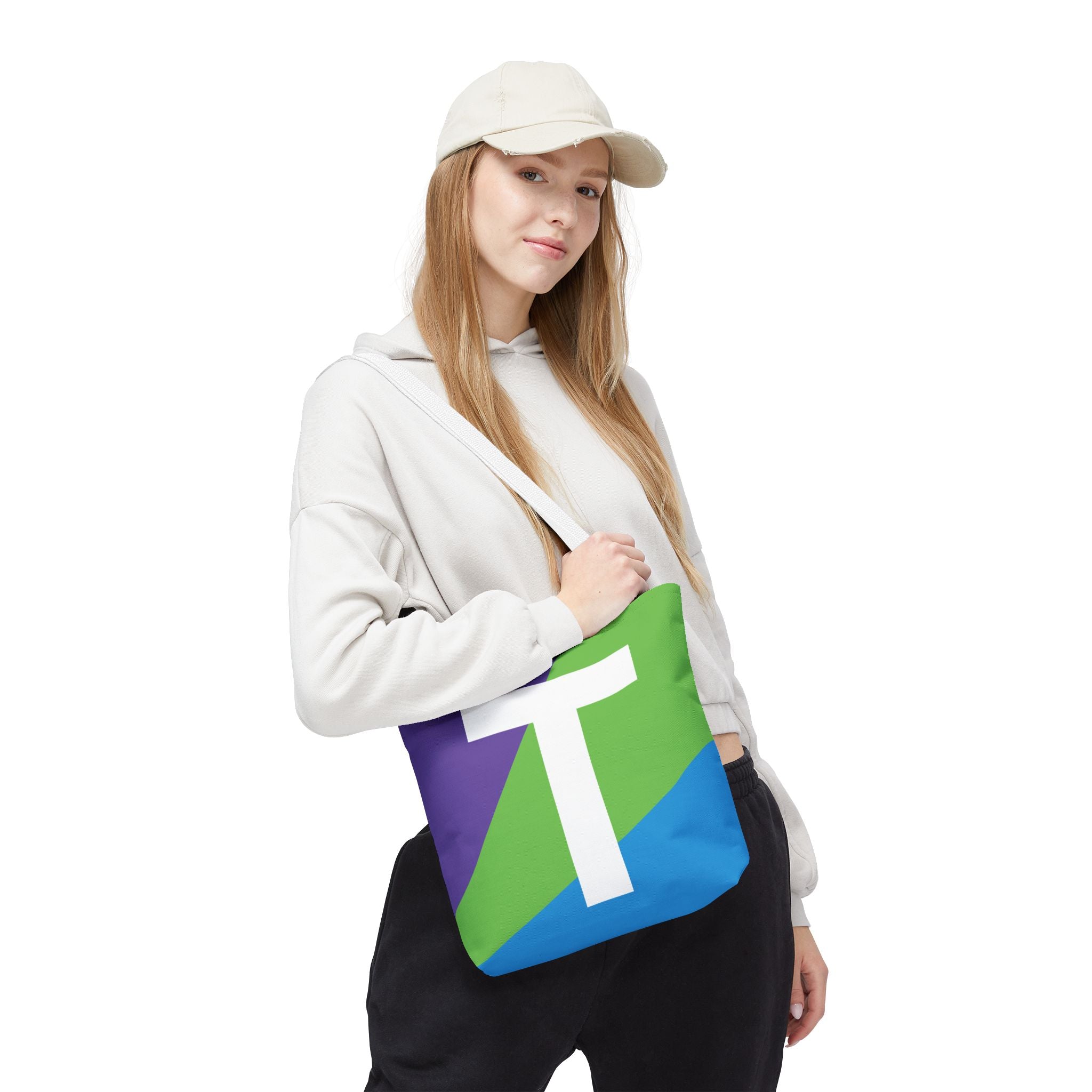 Monogram 'T' Colorblock Tote Bag — Personalized Initial T Shoulder Tote