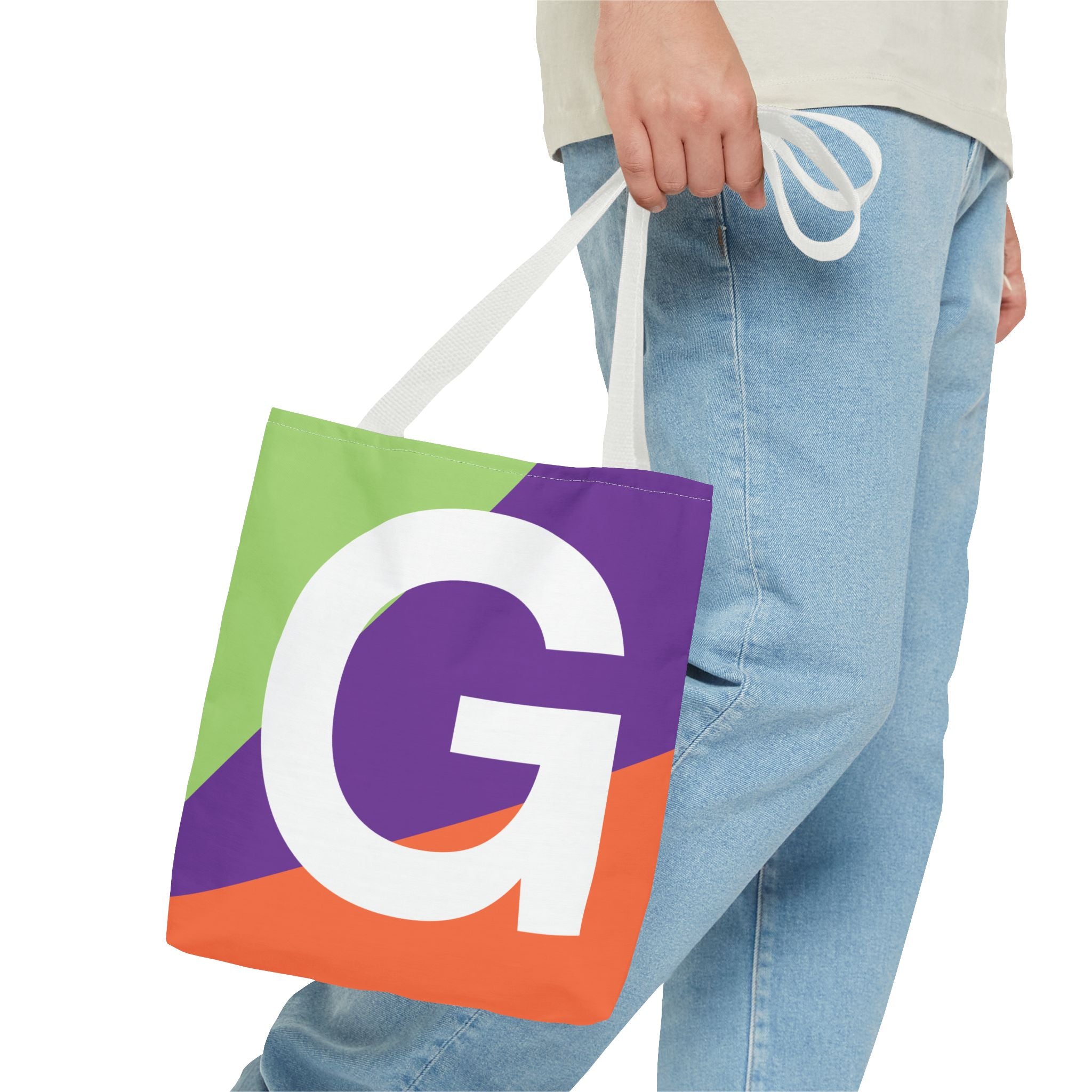Monogram 'G' Colorblock Tote Bag — Personalized Initial G Shoulder Tote
