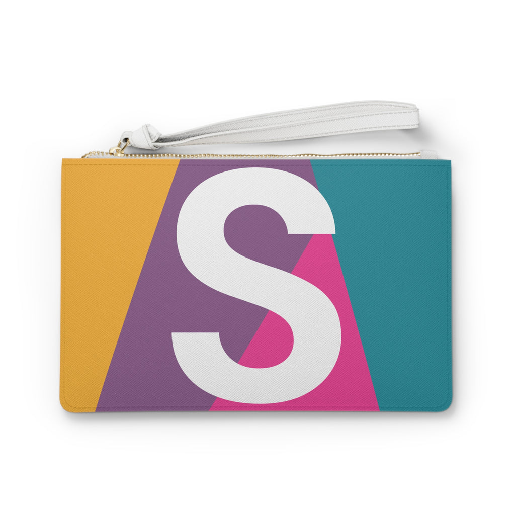 Monogram 'S' Colorblock Clutch Bag — Bold Geometric Wristlet for Everyday & Gifts
