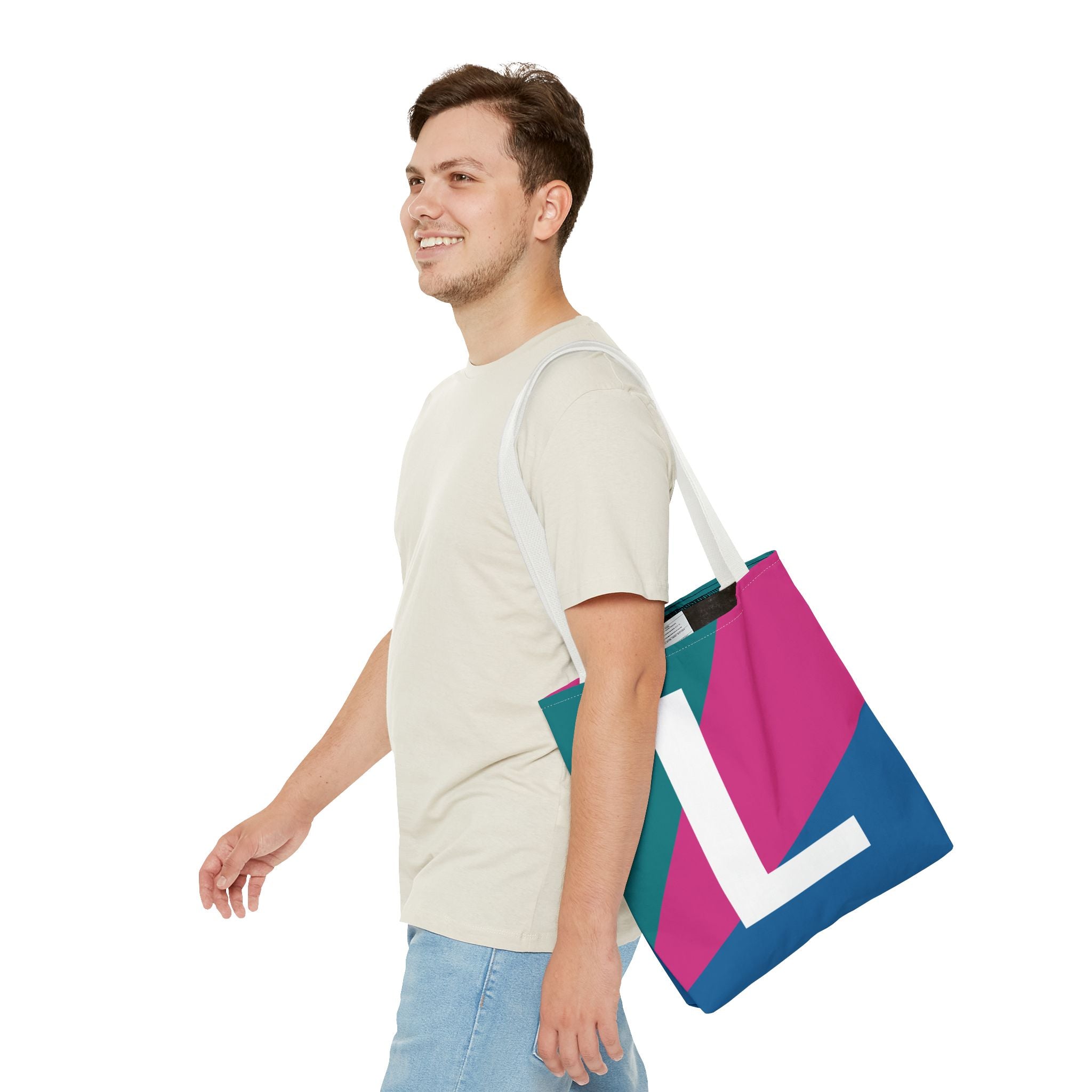 Monogram 'L' Colorblock Tote Bag — Personalized Initial L Shoulder Tote