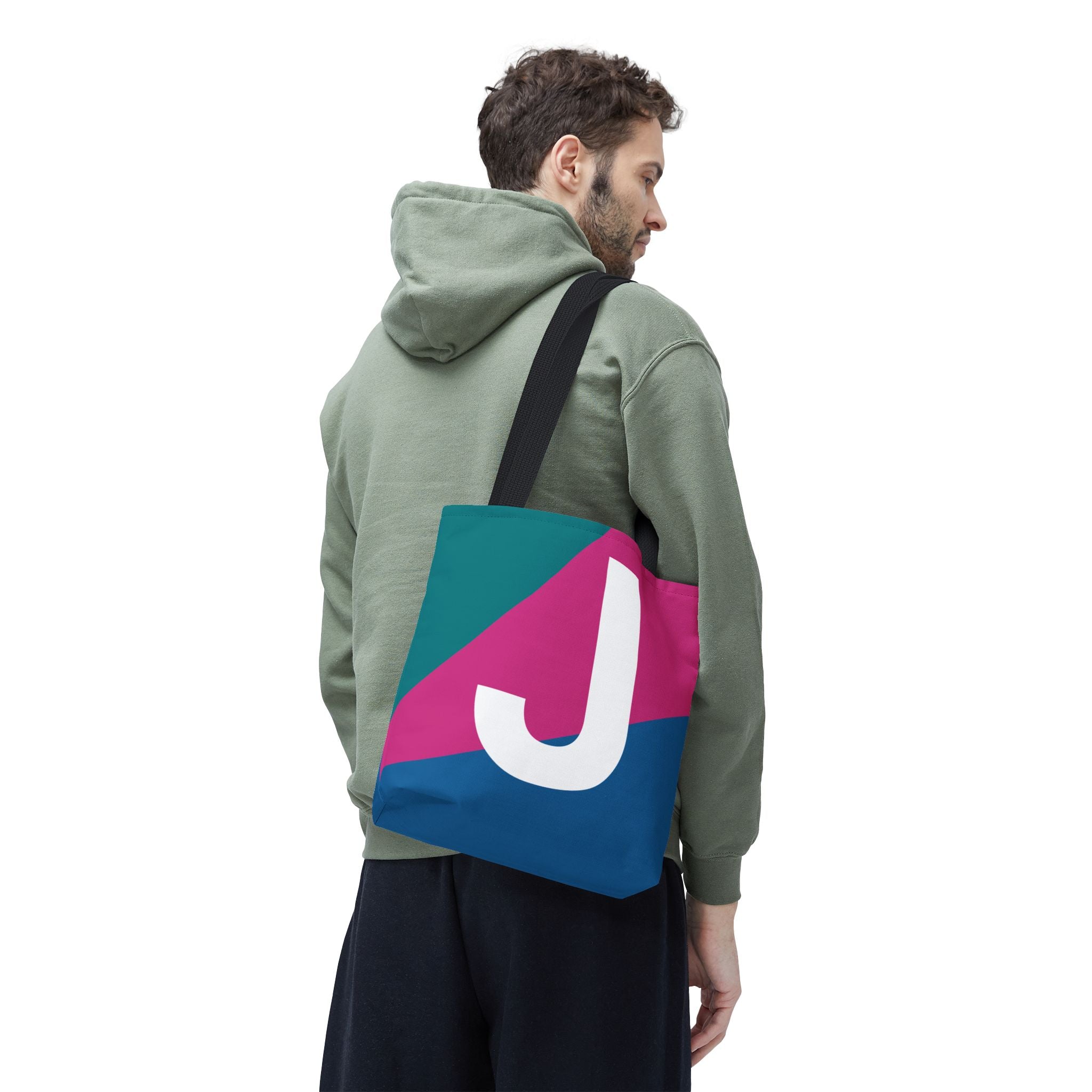 Monogram 'J' Colorblock Tote Bag — Personalized Initial J Shoulder Tote