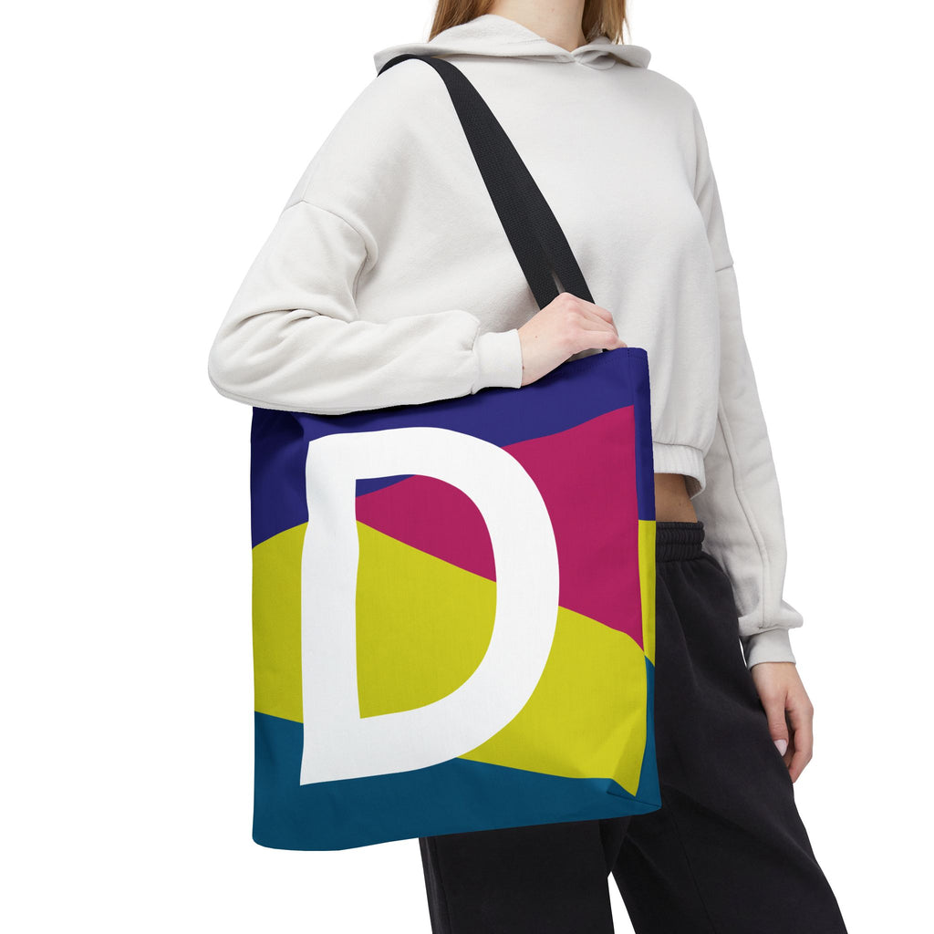 Monogram 'D' Colorblock Tote Bag — Personalized Initial D Shoulder Tote