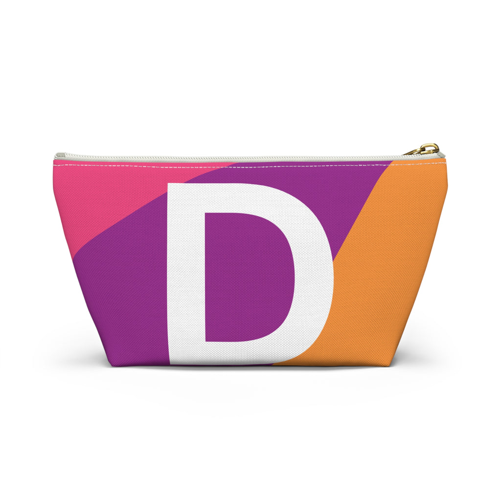Initials Colorblock Accessory Pouch — Monogram D T-Bottom Cosmetic Bag