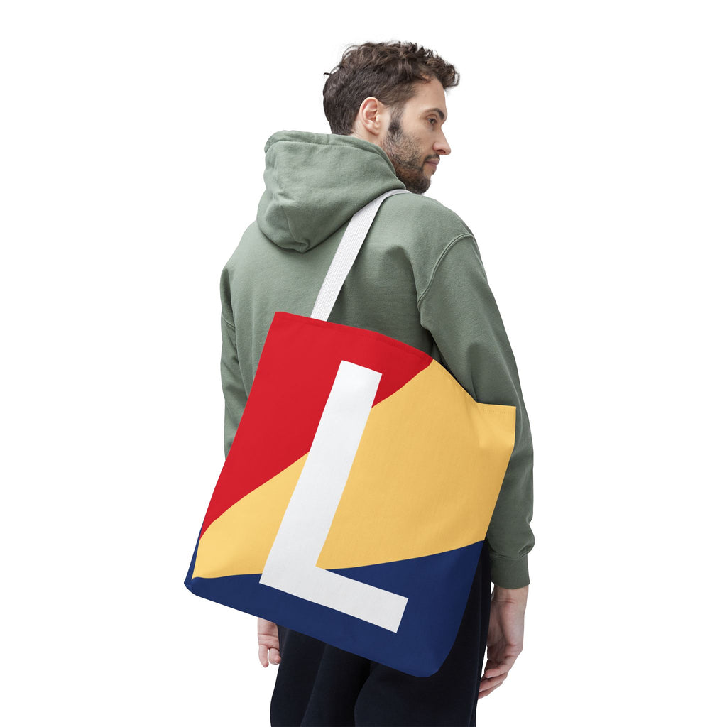 Monogram 'L' Colorblock Tote Bag — Personalized Initial L Shoulder Tote