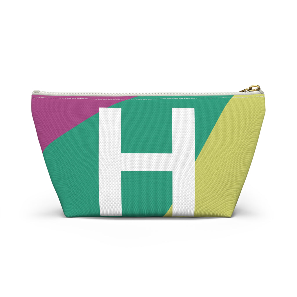 Initials Colorblock Accessory Pouch — Monogram H T-Bottom Cosmetic Bag