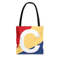 Monogram 'C' Colorblock Tote Bag — Personalized Initial C Shoulder Tote
