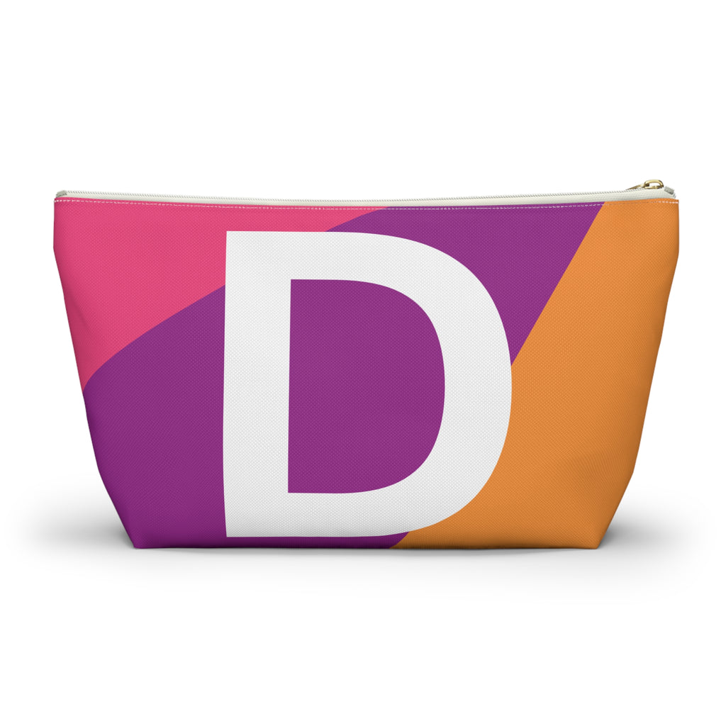 Initials Colorblock Accessory Pouch — Monogram D T-Bottom Cosmetic Bag