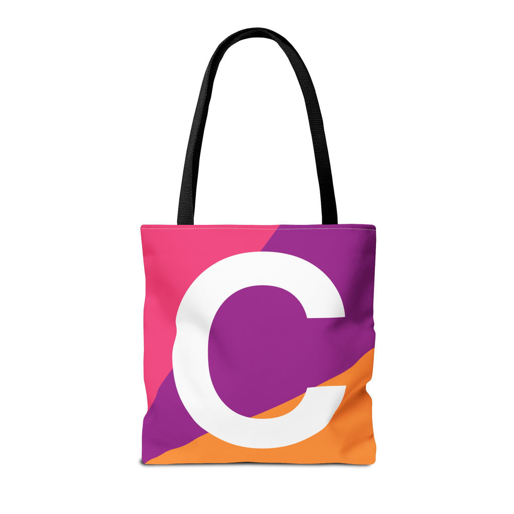 Monogram 'C' Colorblock Tote Bag — Personalized Initial C Shoulder Tote