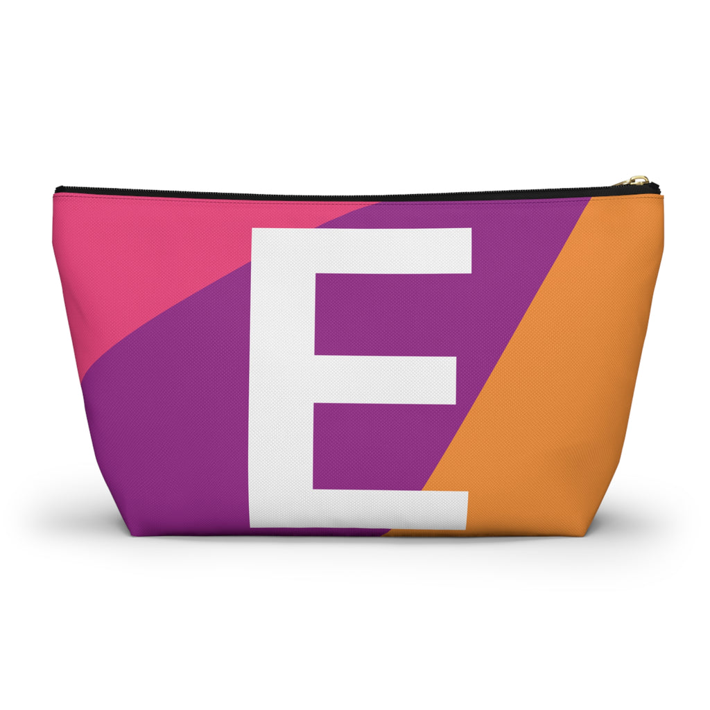 Initials Colorblock Accessory Pouch — Monogram E T-Bottom Cosmetic Bag