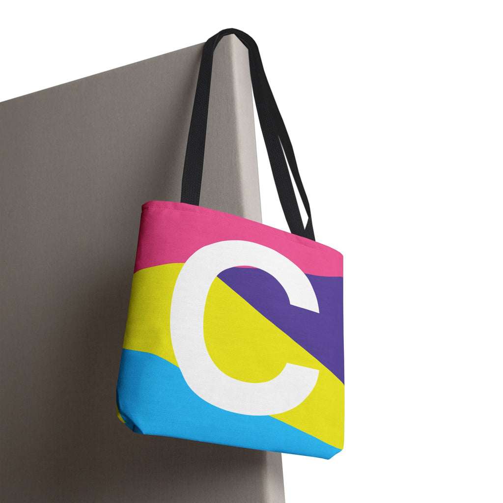 Monogram 'C' Colorblock Tote Bag — Personalized Initial C Shoulder Tote