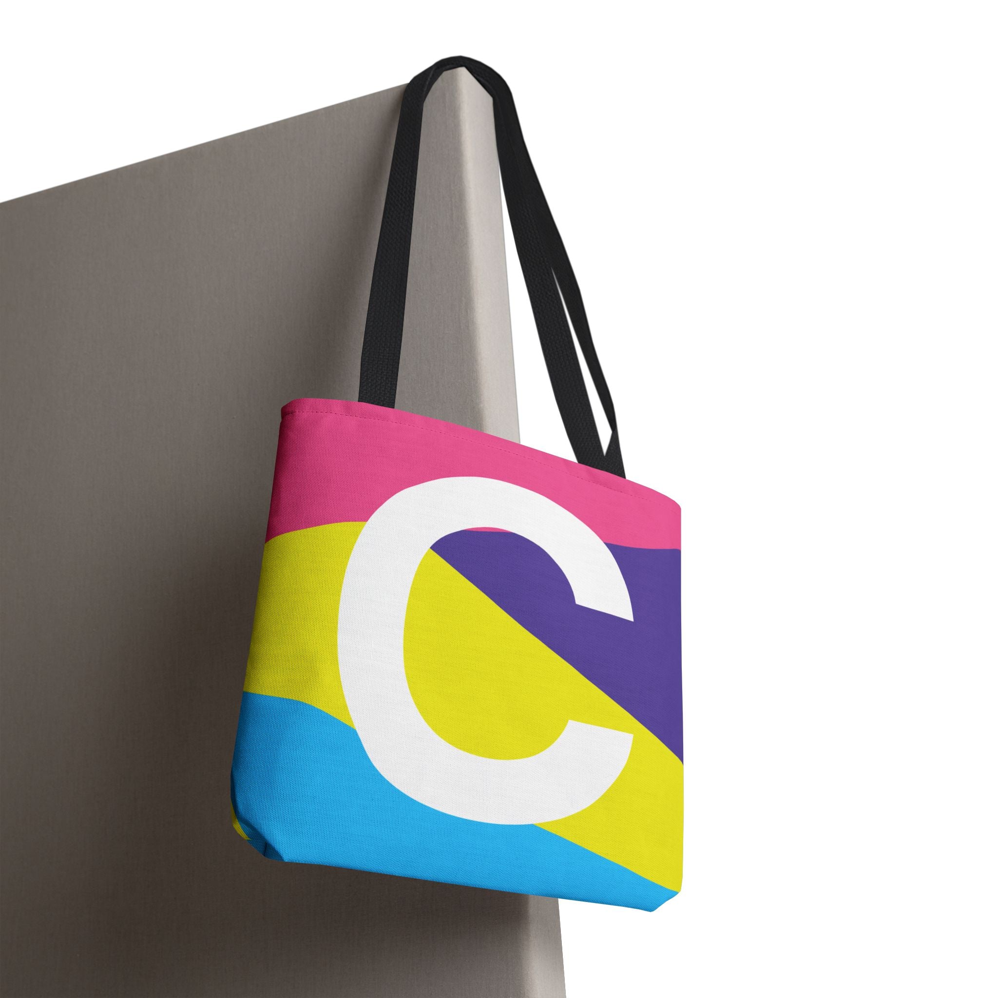 Monogram 'C' Colorblock Tote Bag — Personalized Initial C Shoulder Tote
