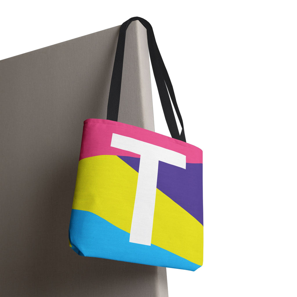 Monogram 'T' Colorblock Tote Bag — Personalized Initial T Shoulder Tote