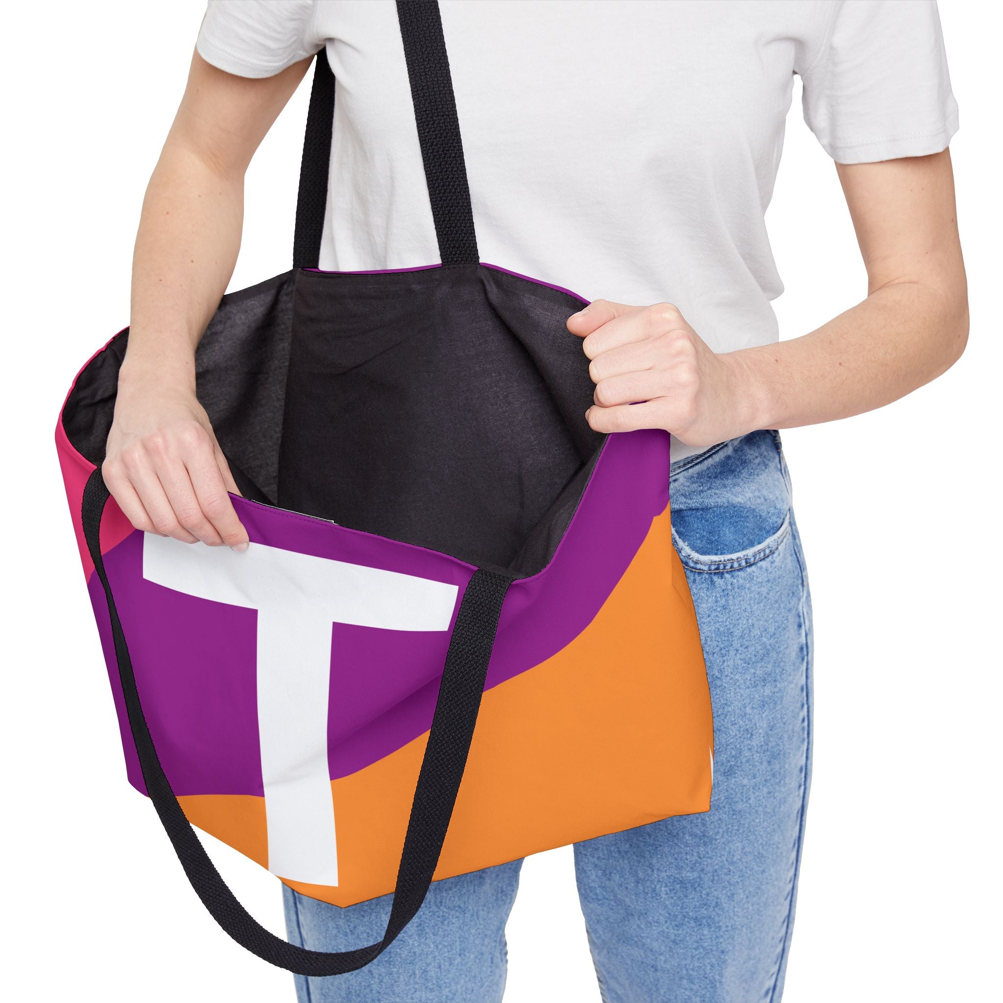 Personalized 'T' Colorblock Tote Bag — Monogram Weekender Tote