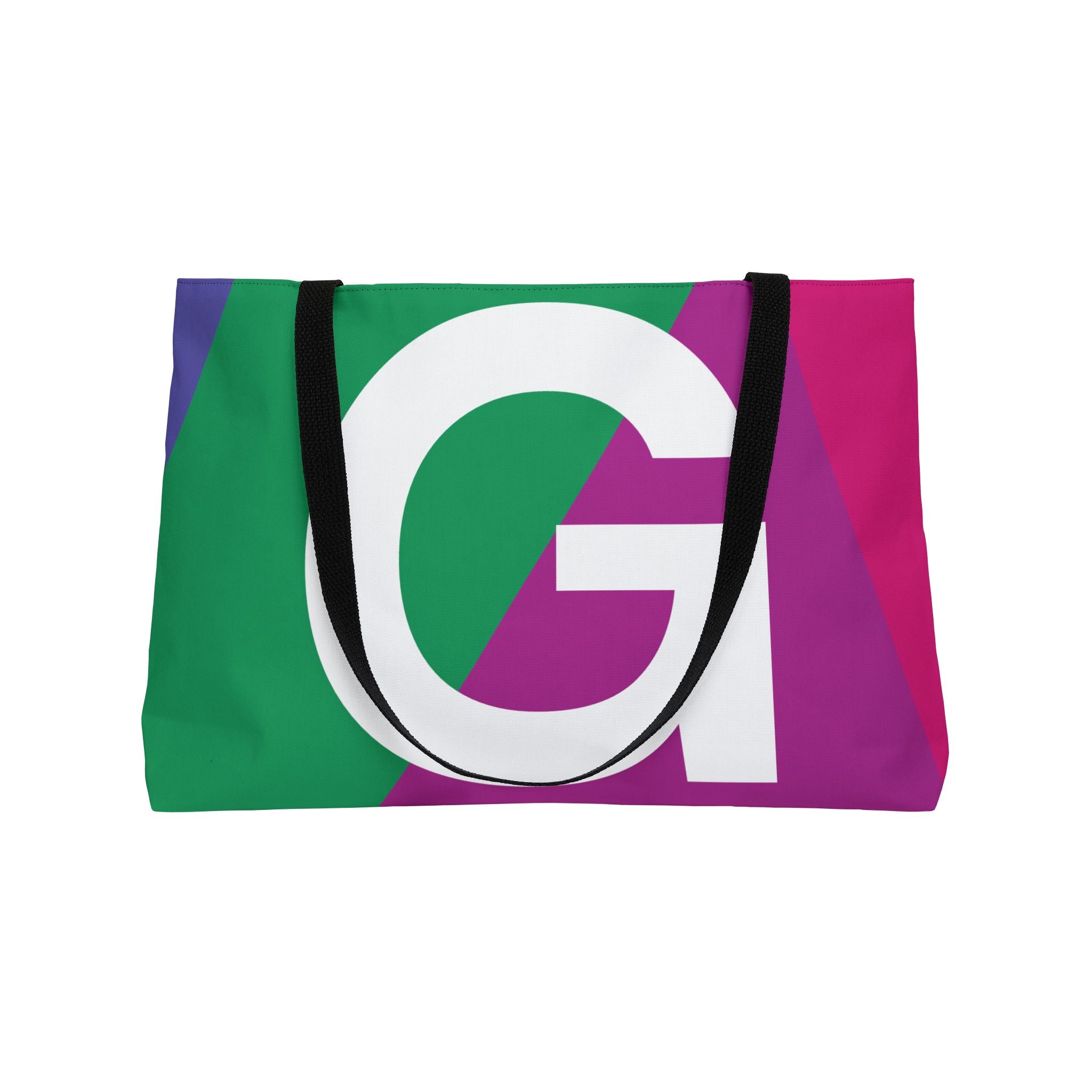 Personalized 'G' Colorblock Tote Bag — Monogram Weekender Tote