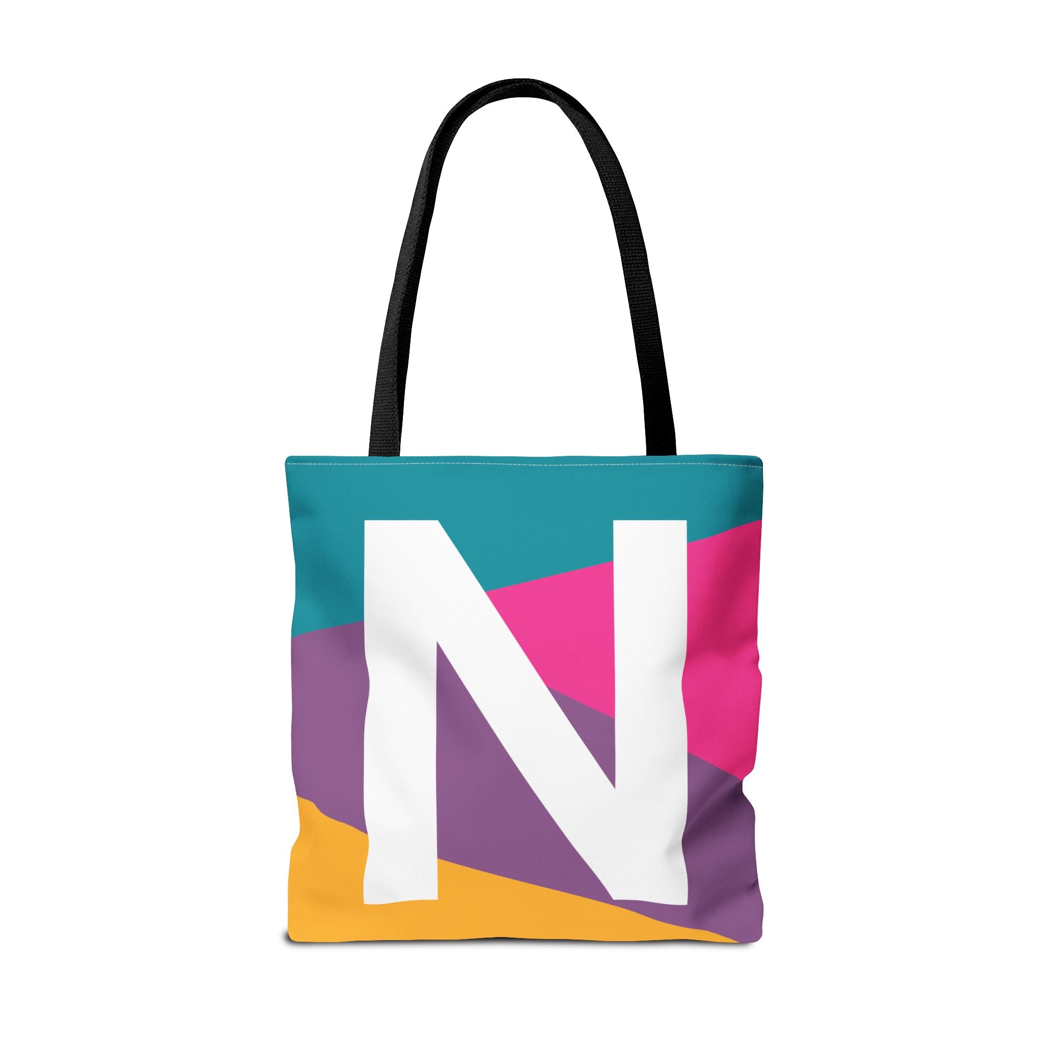 Monogram 'N' Colorblock Tote Bag — Personalized Initial N Shoulder Tote