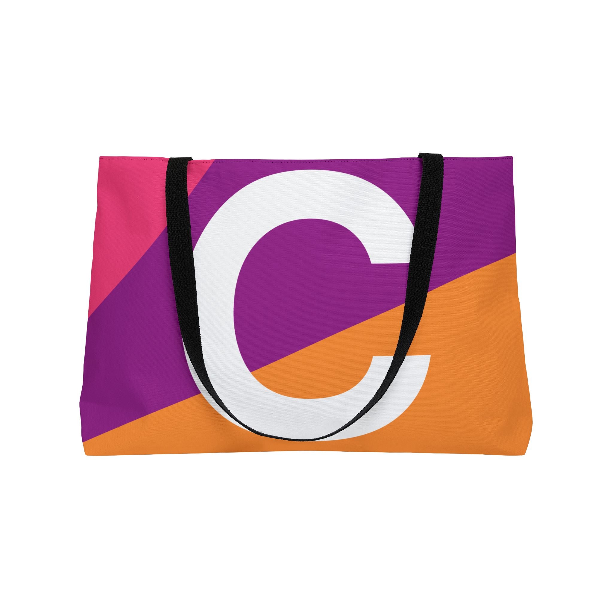 Personalized 'C' Colorblock Tote Bag — Monogram Weekender Tote