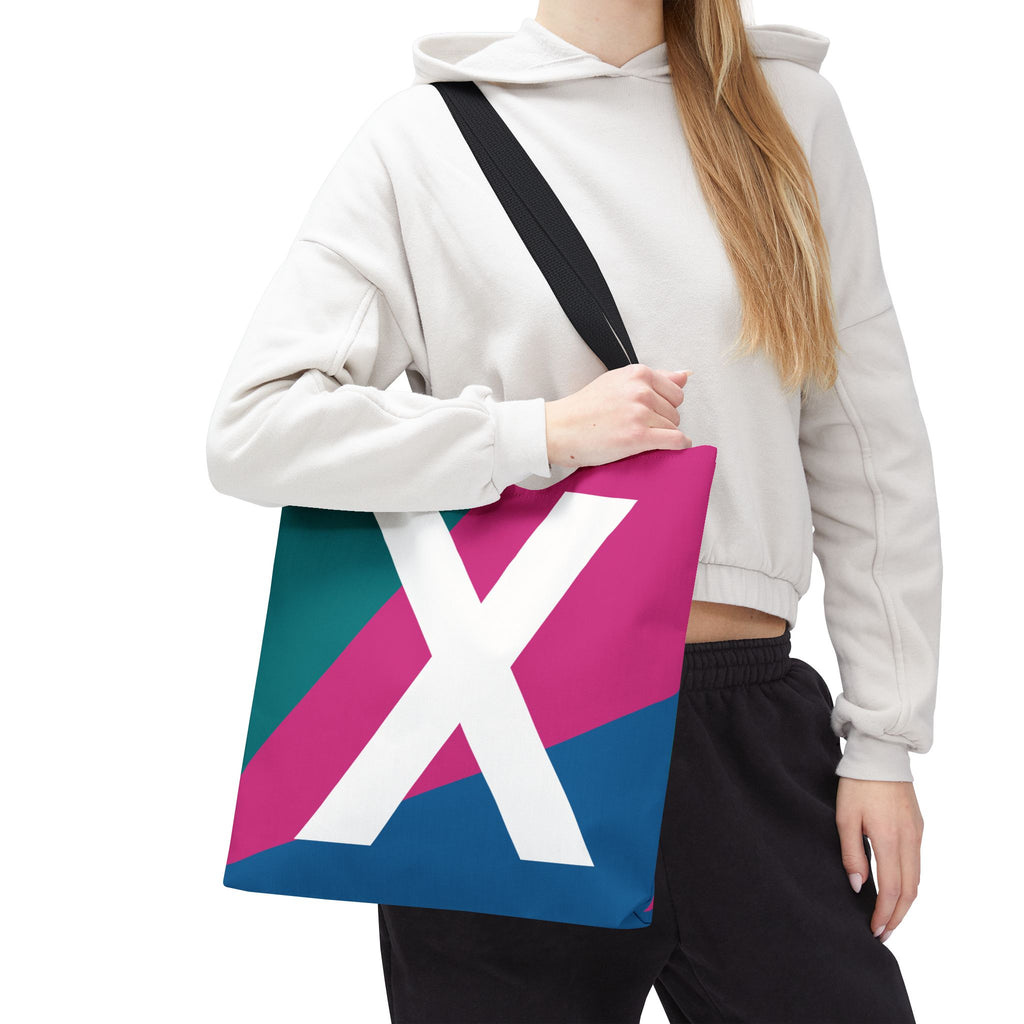 Monogram 'X' Colorblock Tote Bag — Personalized Initial X Shoulder Tote