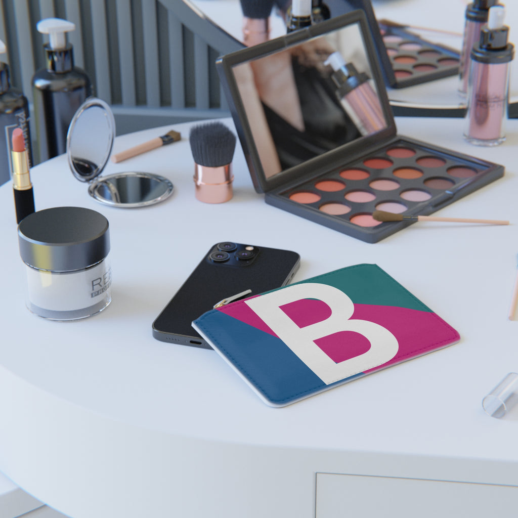 Initial B Mini Clutch — Colorblock Monogram Wristlet Wallet