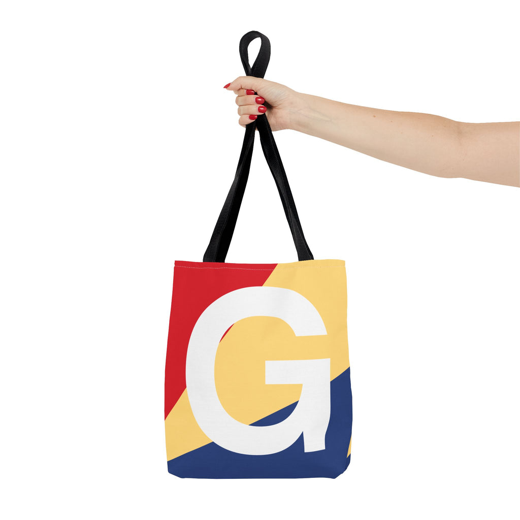 Monogram 'G' Colorblock Tote Bag — Personalized Initial G Shoulder Tote