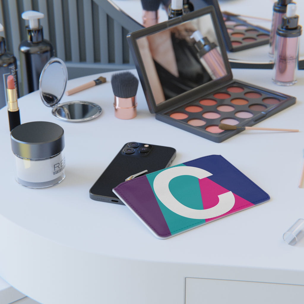 Initial C Mini Clutch — Colorblock Monogram Wristlet Wallet
